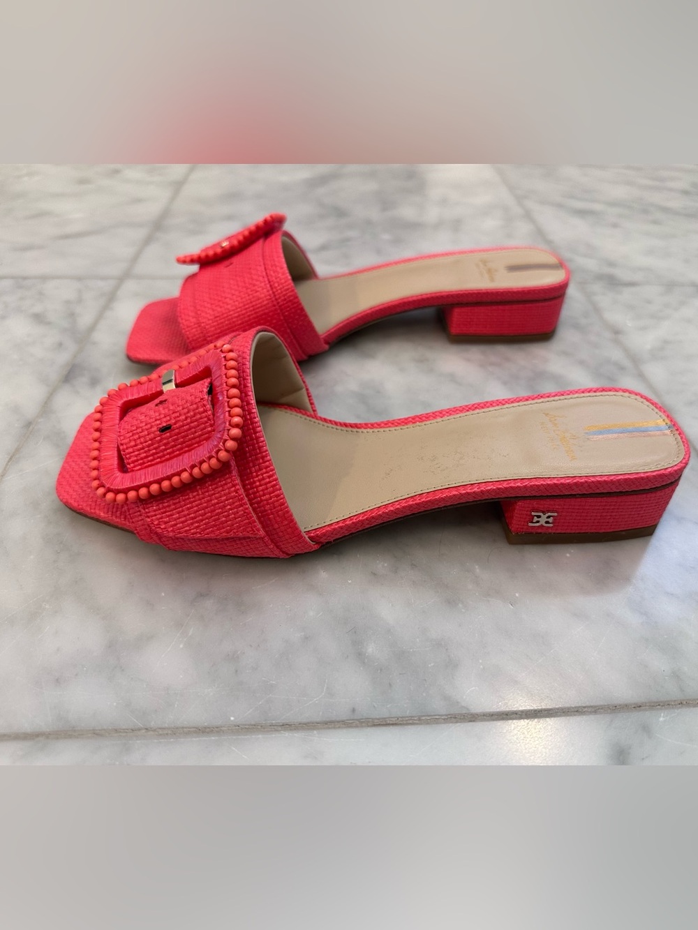 Sam Edelman Dilon Sandal - Pink Beaded Buckle Slide Sandals - 7
